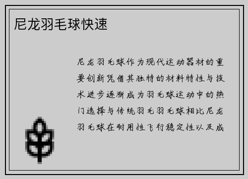 尼龙羽毛球快速