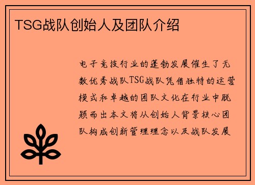 TSG战队创始人及团队介绍